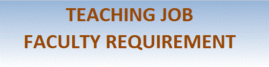 Teaching Job, Faculty requirement for Home Tutor, Coaching Institute 